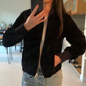 J. Crew Velvet Bomber Jacket - navy blue